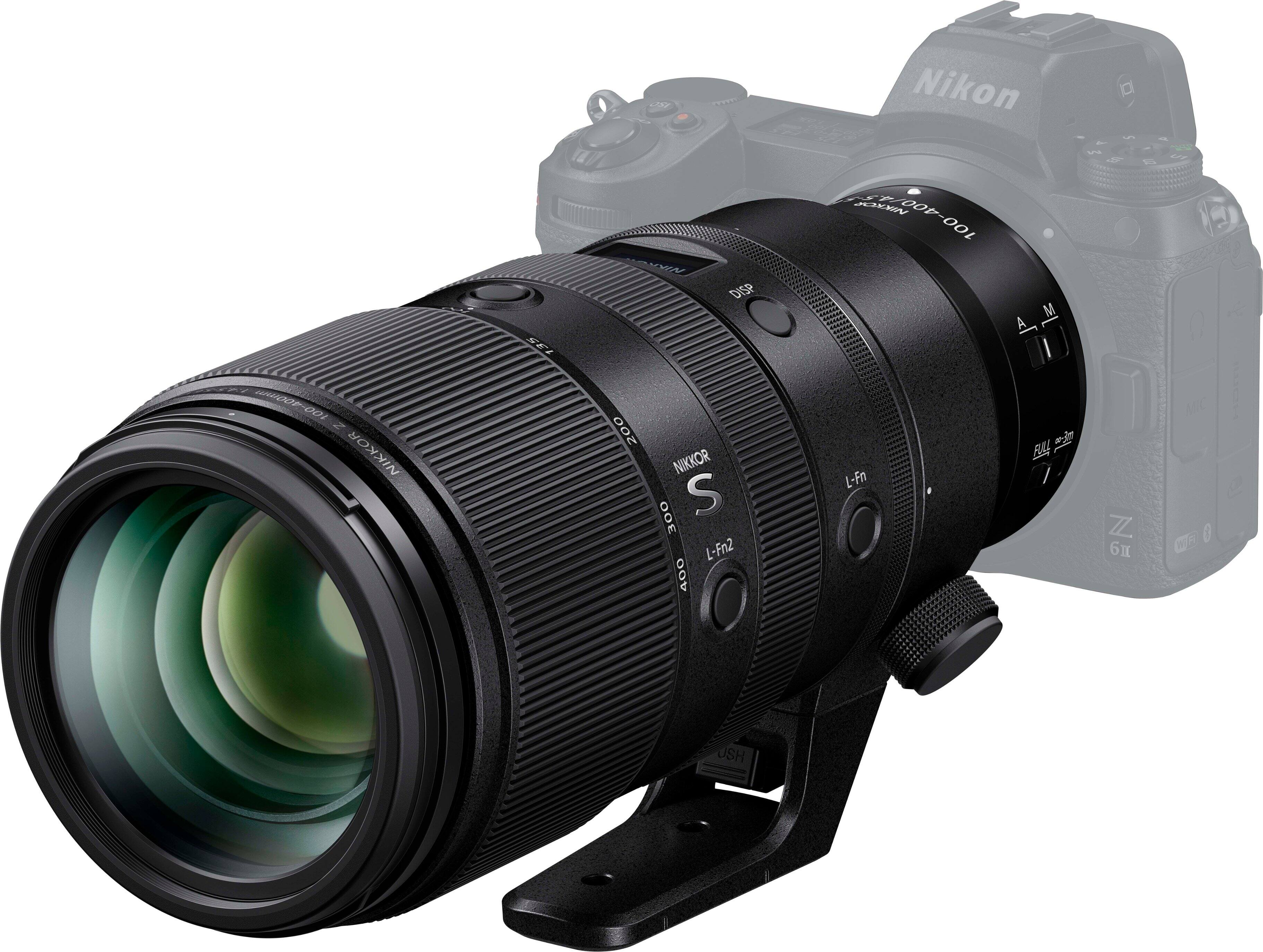 Left. Nikon - NIKKOR Z 100-400mm f/4.5-5.6 VR S Super-Telephoto Lens for Z Series Mirrorless Cameras - Black.