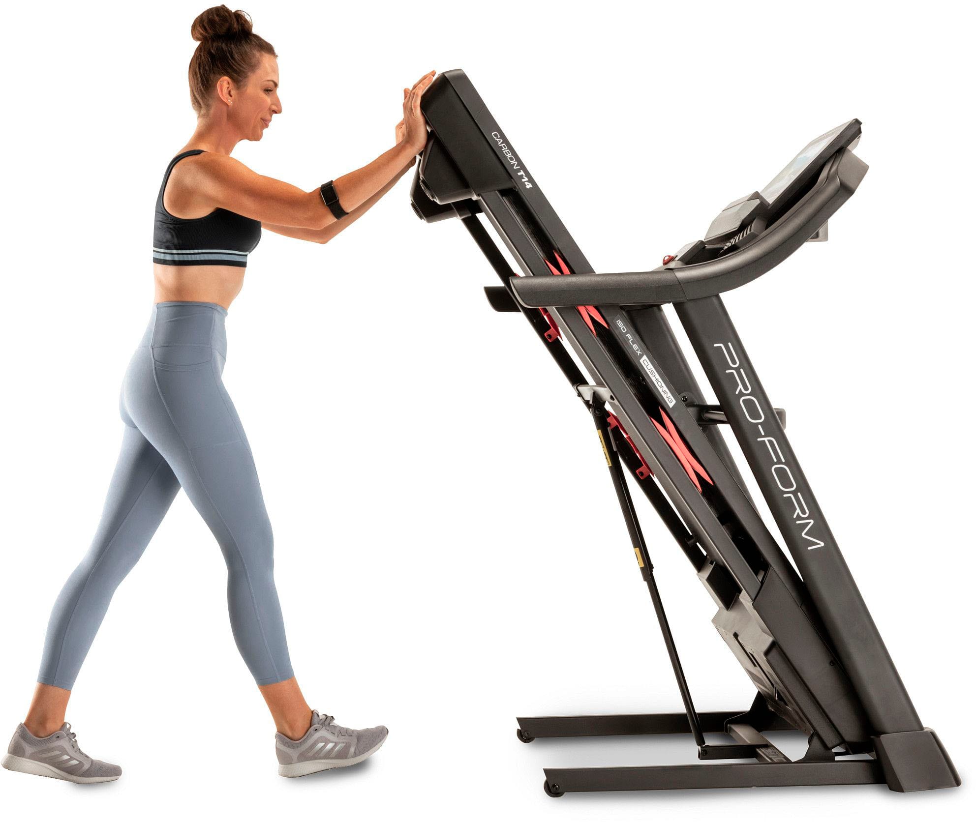 Left View: ProForm Carbon T14 Treadmill - Black