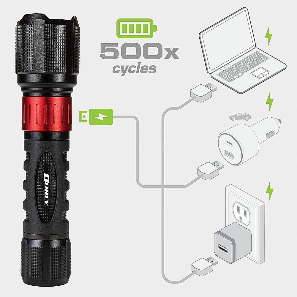 Alt View 11. Dorcy - 1,000-Lumen USB-Rechargeable Instant Spot Flood Flashlight - Black.
