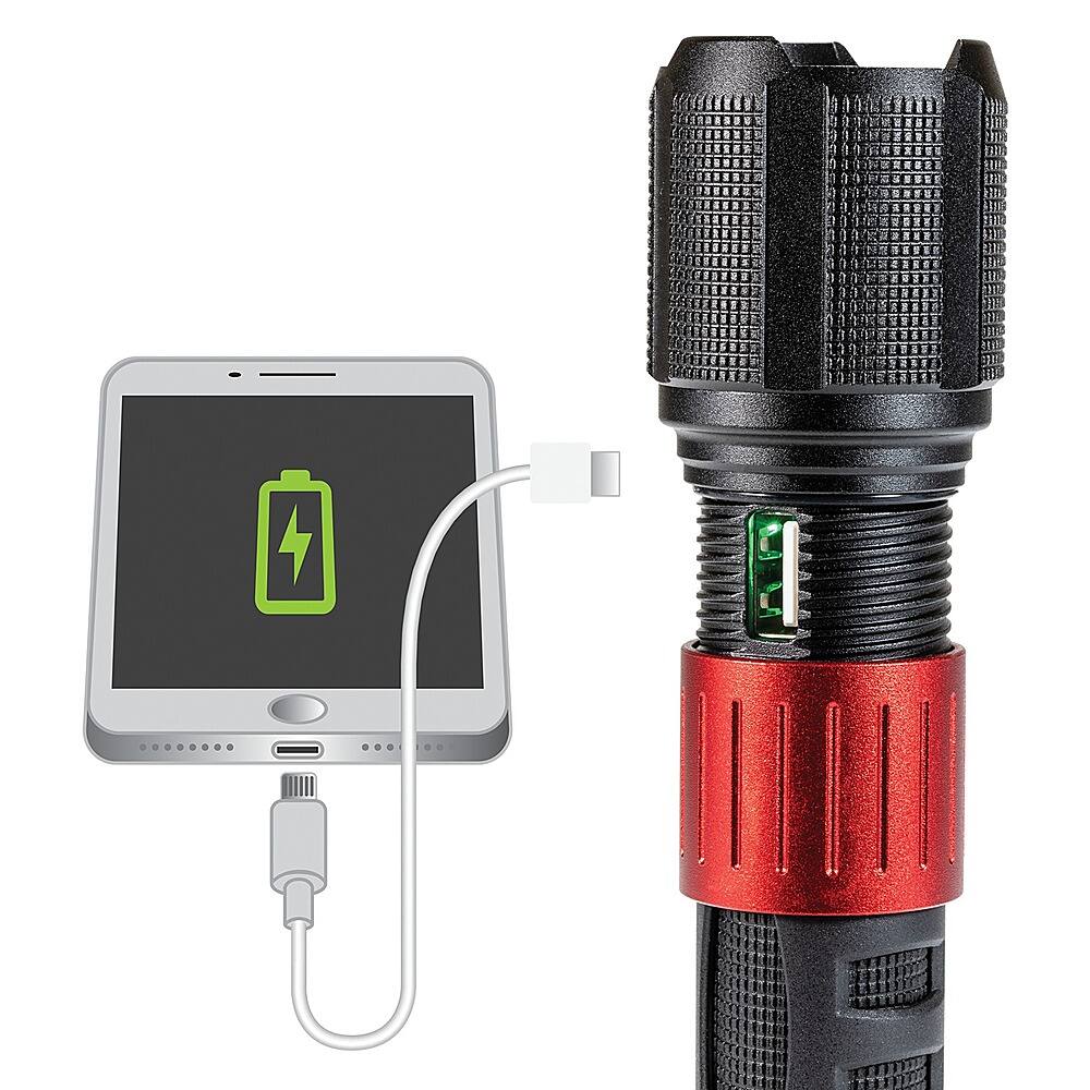Left. Dorcy - 1,000-Lumen USB-Rechargeable Instant Spot Flood Flashlight - Black.