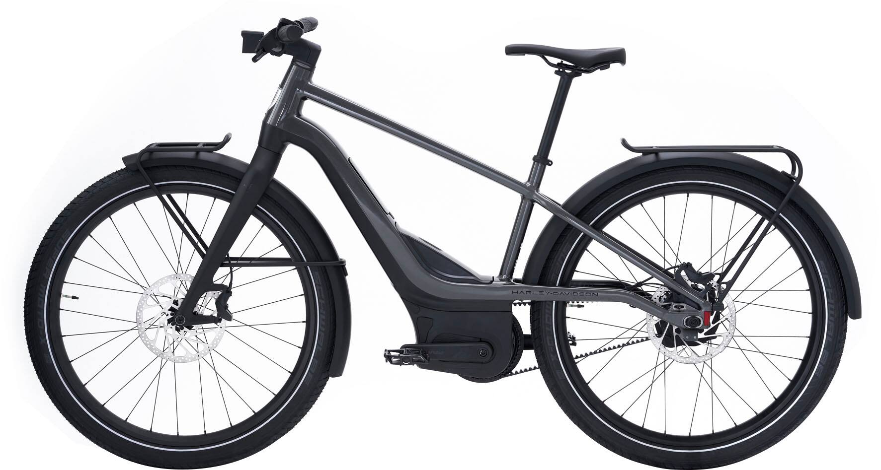 Angle View: Serial 1 - RUSH/CTY SPEED eBike, Charcoal w/ up to 115mi Max Operating Range & 28mph Max Speed - Black