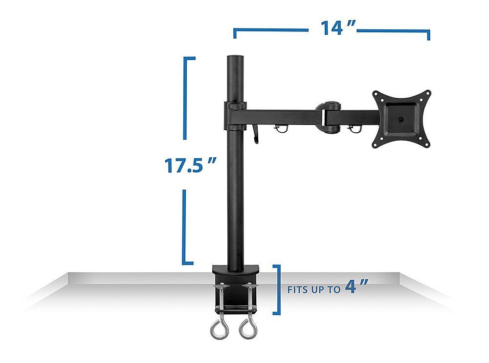Left View: Single Arm Desk Mount for Monitor