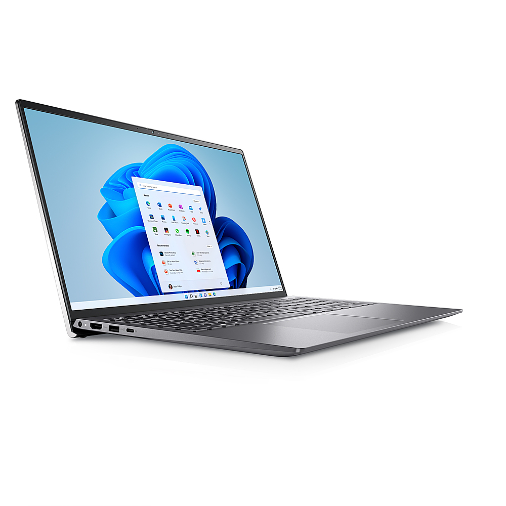 Angle View: Dell - Inspiron 5000  15.6" FHD Laptop - Intel Core i5 - 12GB Memory - Intel Iris Xe - 512GB SSD - Platinum Silver