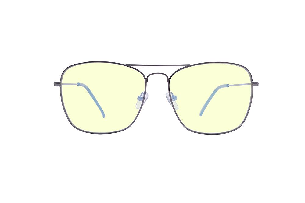 Front. Kreedom - NO CURFEW; 45% Blue Light Filtration, Anti-Fog Coating, Anti-Reflective Mirror, Comfort-LITE Frame, Lifetime Warranty - Gloss Gunmetal + Smoke Temple Tips.