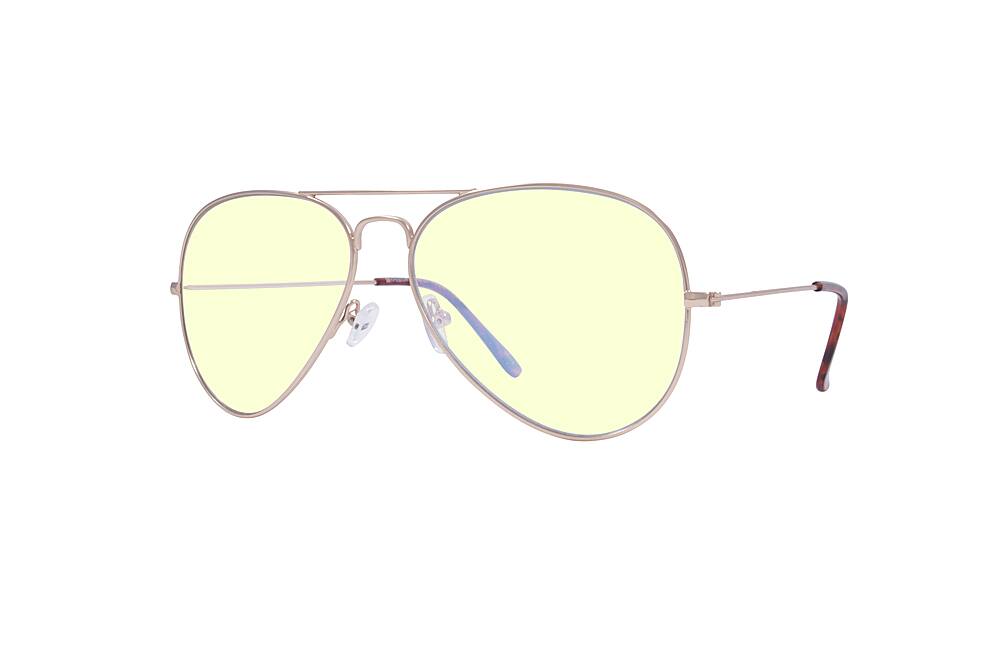 Angle View: Kreedom - TAKE OFF; 45% Blue Light Filtration, Anti-Fog Coating, Anti-Reflective Mirror, Comfort-LITE Frame, Lifetime Warranty - Matte Gold + Brown Demi Temple Tips