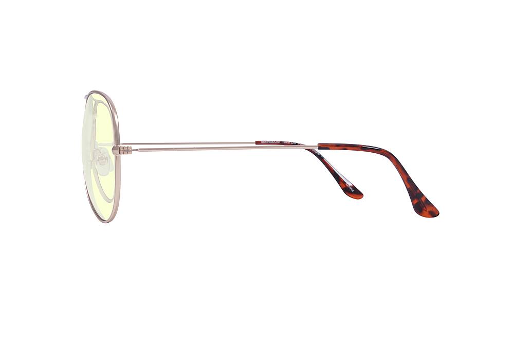 Left View: Kreedom - TAKE OFF; 45% Blue Light Filtration, Anti-Fog Coating, Anti-Reflective Mirror, Comfort-LITE Frame, Lifetime Warranty - Matte Gold + Brown Demi Temple Tips