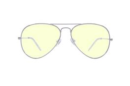 Kreedom - TAKE OFF; 45% Blue Light Filtration, Anti-Fog Coating, Anti-Reflective Mirror, Comfort-LITE Frame, Lifetime Warranty - Gloss Silver/Clear Temple Tips