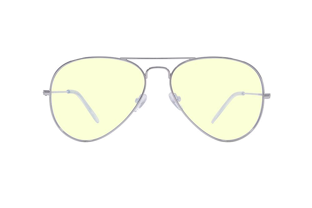 Front. Kreedom - TAKE OFF; 45% Blue Light Filtration, Anti-Fog Coating, Anti-Reflective Mirror, Comfort-LITE Frame, Lifetime Warranty - Gloss Silver + Clear Temple Tips.