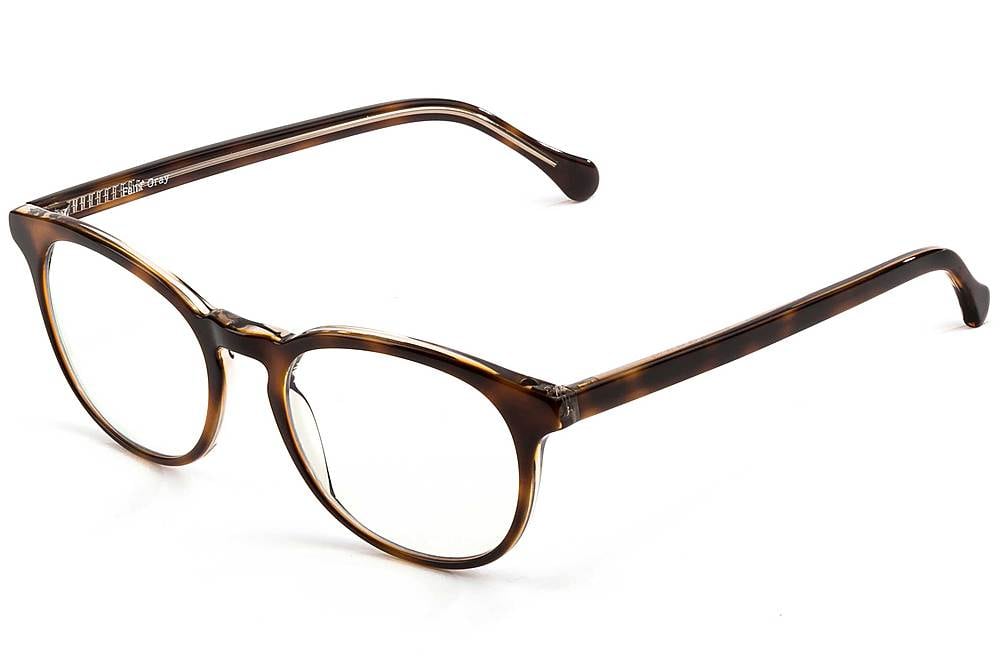 Left View: Felix Gray - Roebling Blue Light Glasses (with standard case & cloth) - Sazerac Crystal