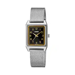 Casio - Women's Black Dial Stainless Steel Mesh Analog Watch - LTP-B150M-1BDF - Silver