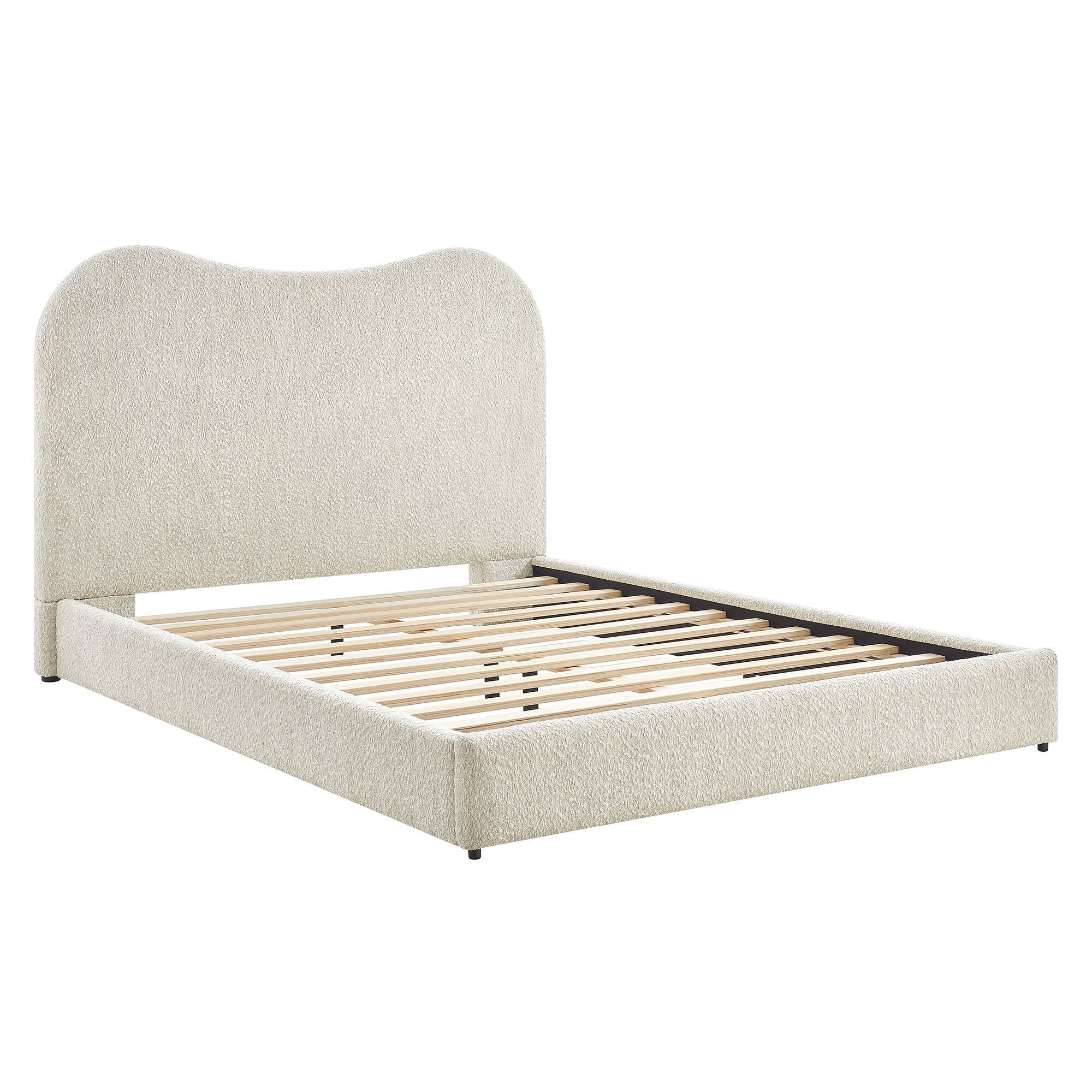 Alt View 3. Modway - Seluna Boucle Queen Platform Bed by Modway - Pearl.