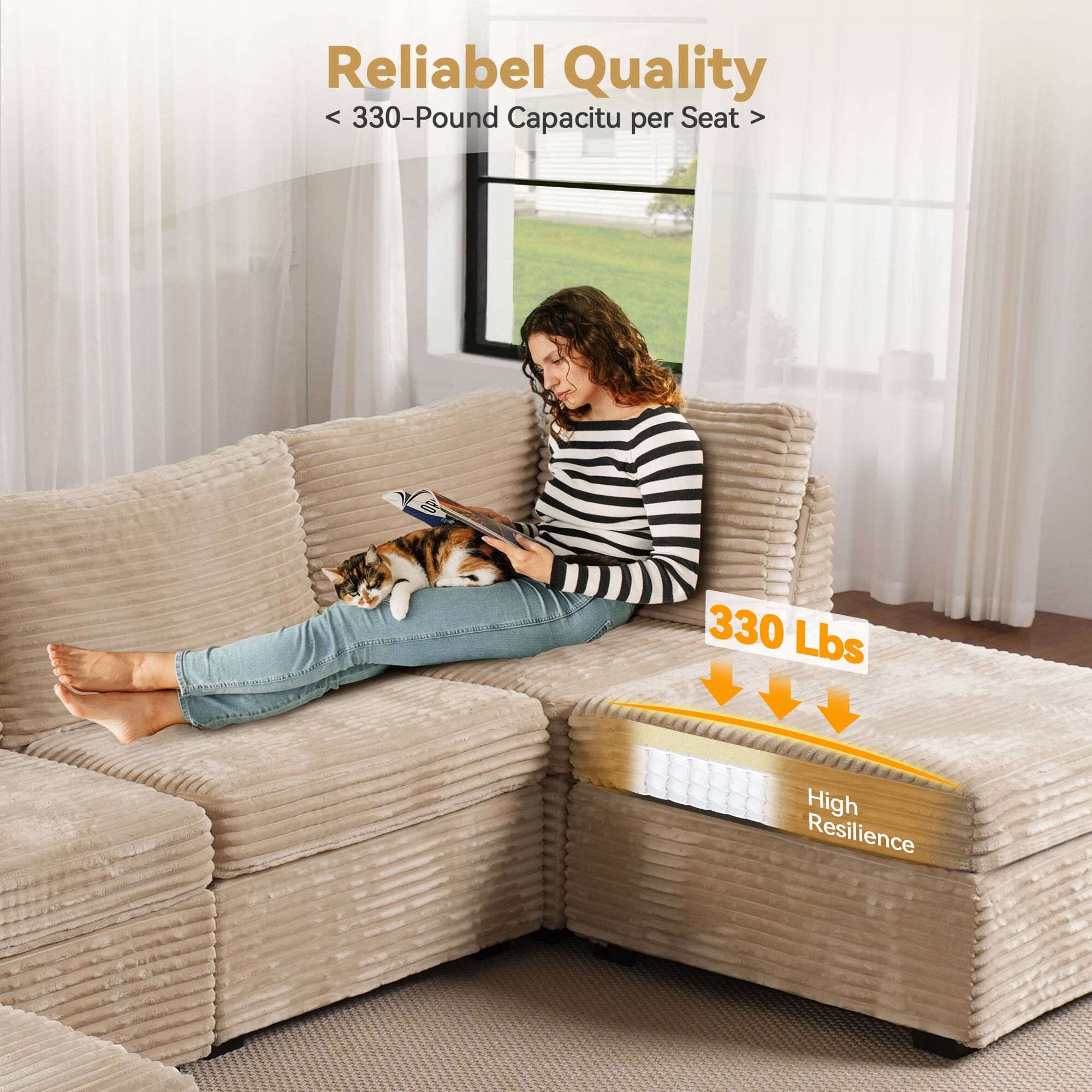 Reliable Quality  
< 330-Pound Capacity per Seat >  
330 Lbs  
High Resilience