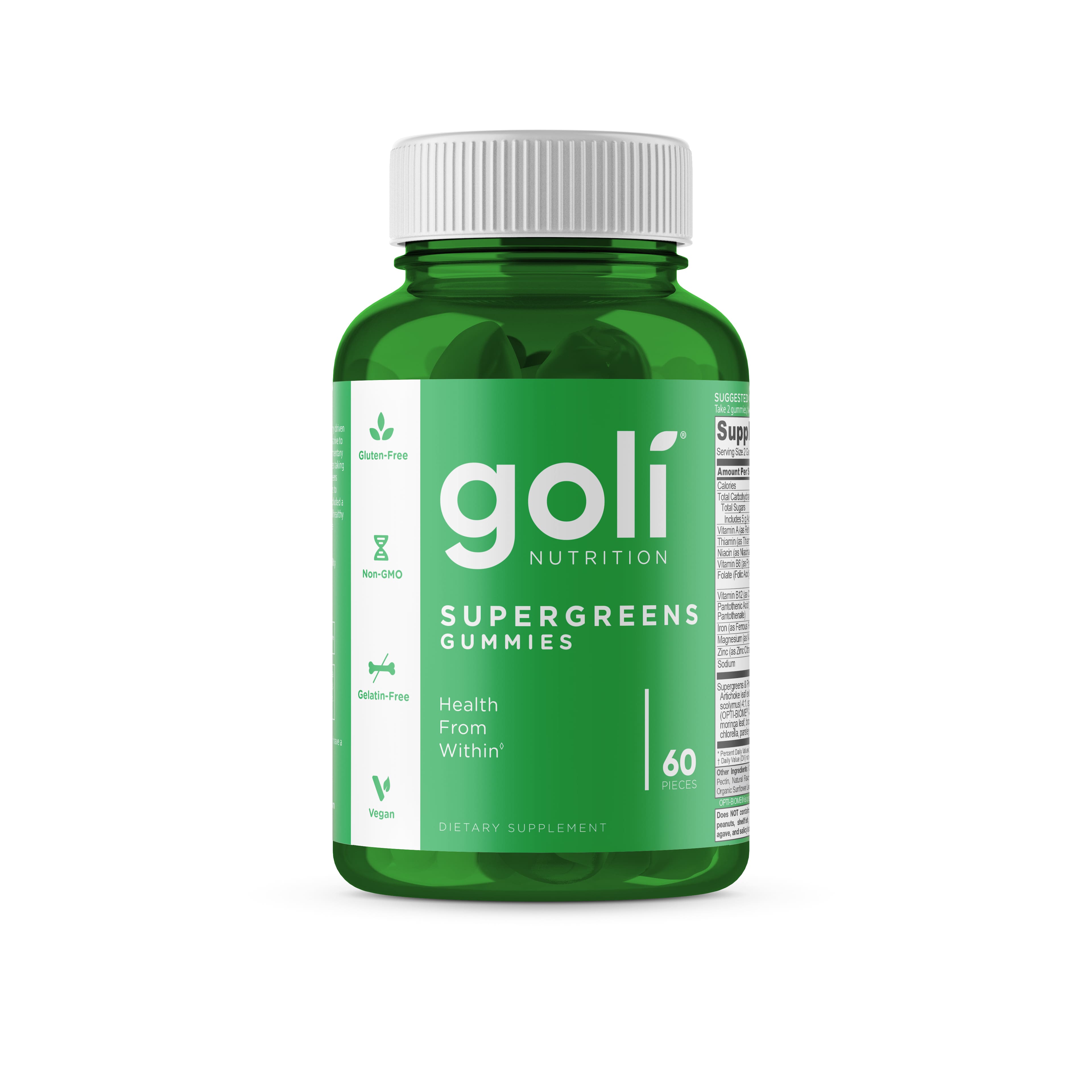 Front. Goli Nutrition - Supergreens Gummies.