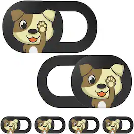 RTMB - 6-Pack Laptop & Device Webcam Cover Slides, Dog Pattern, Privacy Protectors
