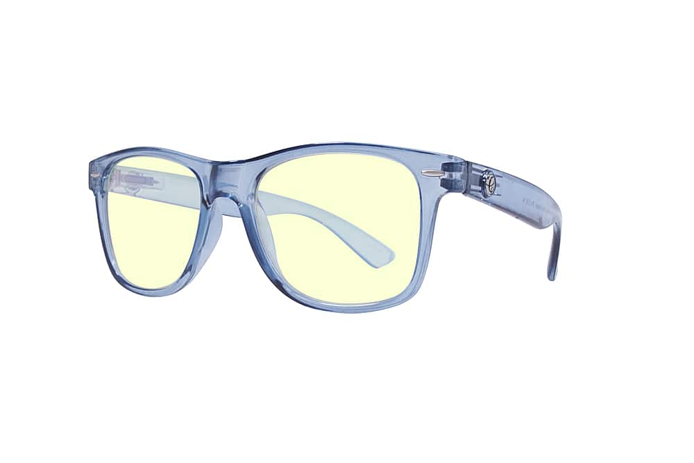 Angle View: Crusheyes - NOSTALGIC; 45% Blue Light Filtration, Anti-Fog Coating, Anti-Reflective Mirror, Comfort-LITE Frame, Lifetime Warranty - Gloss Crystal Blue