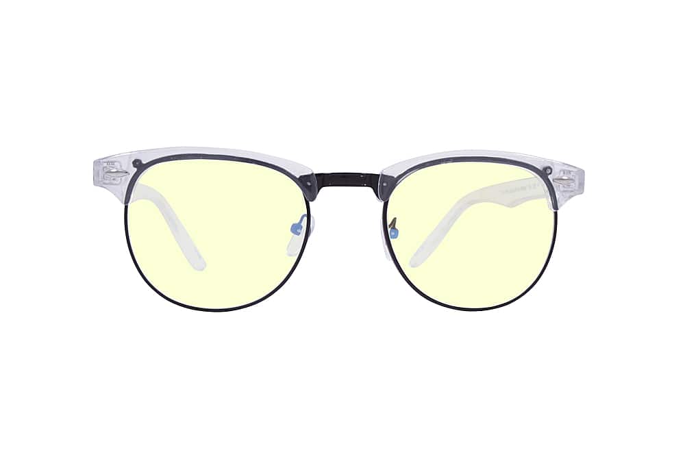 Crusheyes - WAYFARTHER; 45% Blue Light Filtration, Anti-Fog Coating, Anti-Reflective Mirror, Comfort-LITE Frame, Lifetime Warranty  - Gloss Crystal Clear