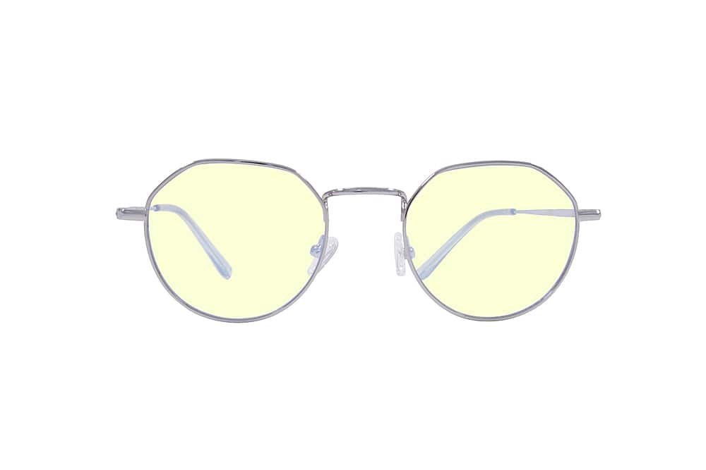 Crusheyes - MONA LISA; 45% Blue Light Filtration, Anti-Fog Coating, Anti-Reflective Mirror, Comfort-LITE Frame, Lifetime Warranty  - Gloss Silver/Clear Temple Tips