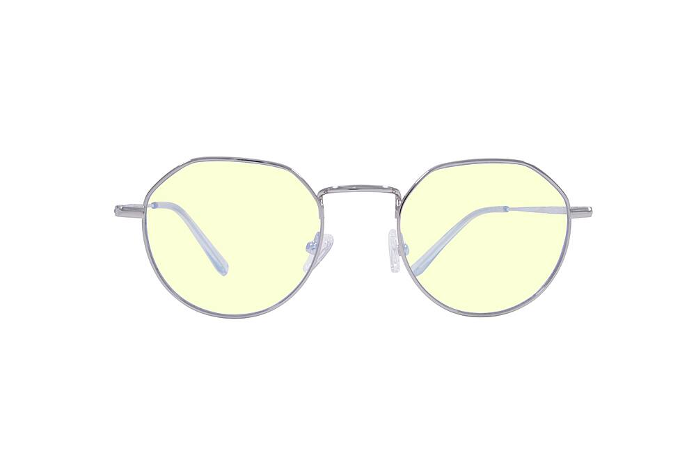 Front. Crusheyes - MONA LISA; 45% Blue Light Filtration, Anti-Fog Coating, Anti-Reflective Mirror, Comfort-LITE Frame, Lifetime Warranty - Gloss Silver + Clear Temple Tips.