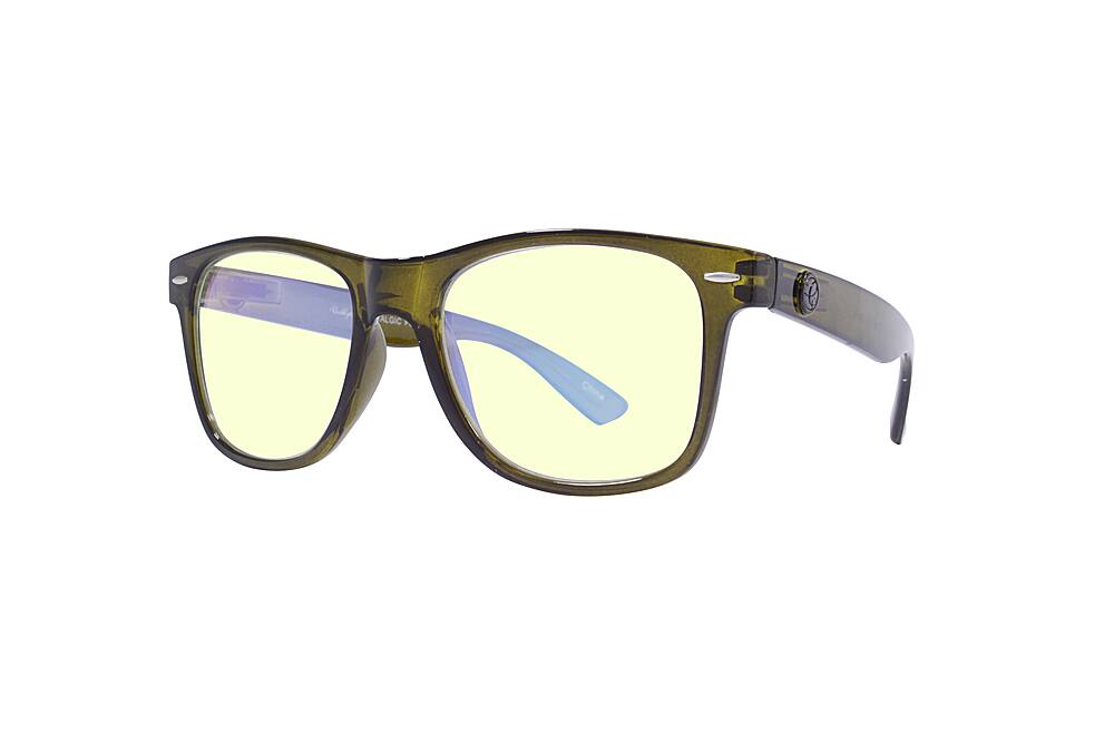 Angle. Crusheyes - NOSTALGIC; 45% Blue Light Filtration, Anti-Fog Coating, Anti-Reflective Mirror, Comfort-LITE Frame, Lifetime Warranty - Gloss Crystal Khaki.