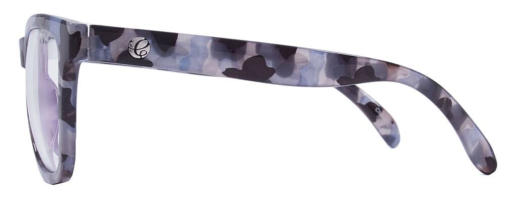 Left View: Crusheyes - PAISLEY; 45% Blue Light Filtration, Anti-Fog Coating, Anti-Reflective Mirror, Comfort-LITE Frame, Lifetime Warranty - Gloss Milky Black Grey Demi