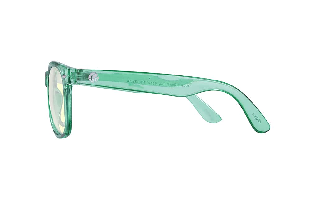 Left View: Crusheyes - NOSTALGIC; 45% Blue Light Filtration, Anti-Fog Coating, Anti-Reflective Mirror, Comfort-LITE Frame, Lifetime Warranty - Gloss Crystal Green