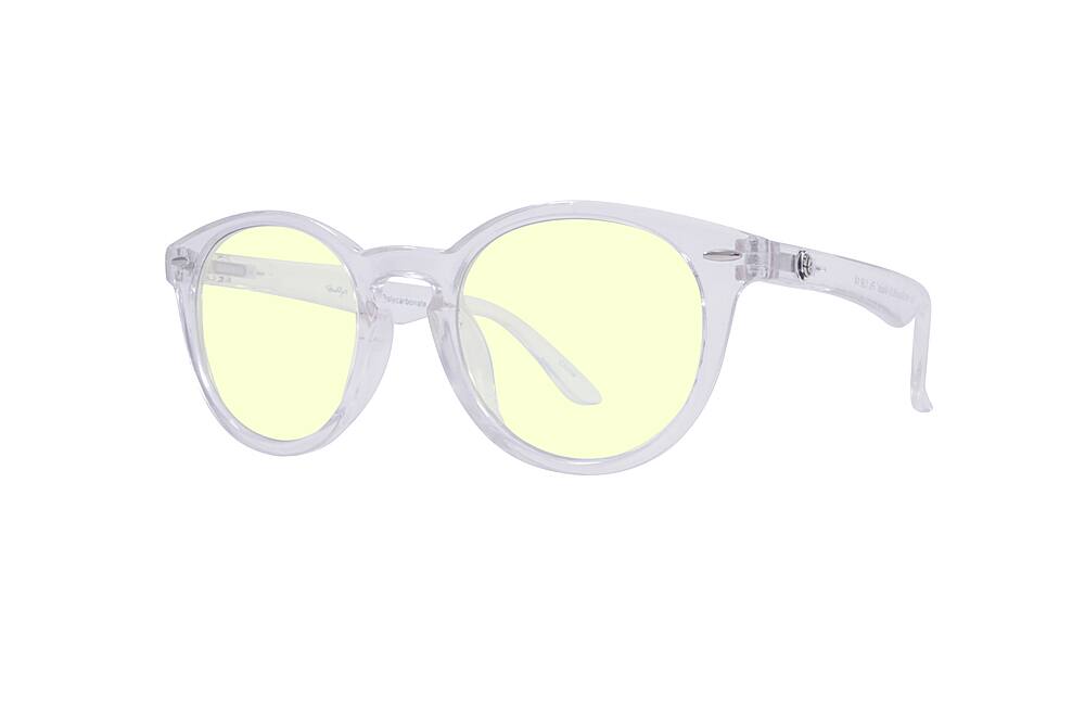 Angle. Crusheyes - MCKEVIN; 45% Blue Light Filtration, Anti-Fog Coating, Anti-Reflective Mirror, Comfort-LITE Frame, Lifetime Warranty - Gloss Crystal Clear.