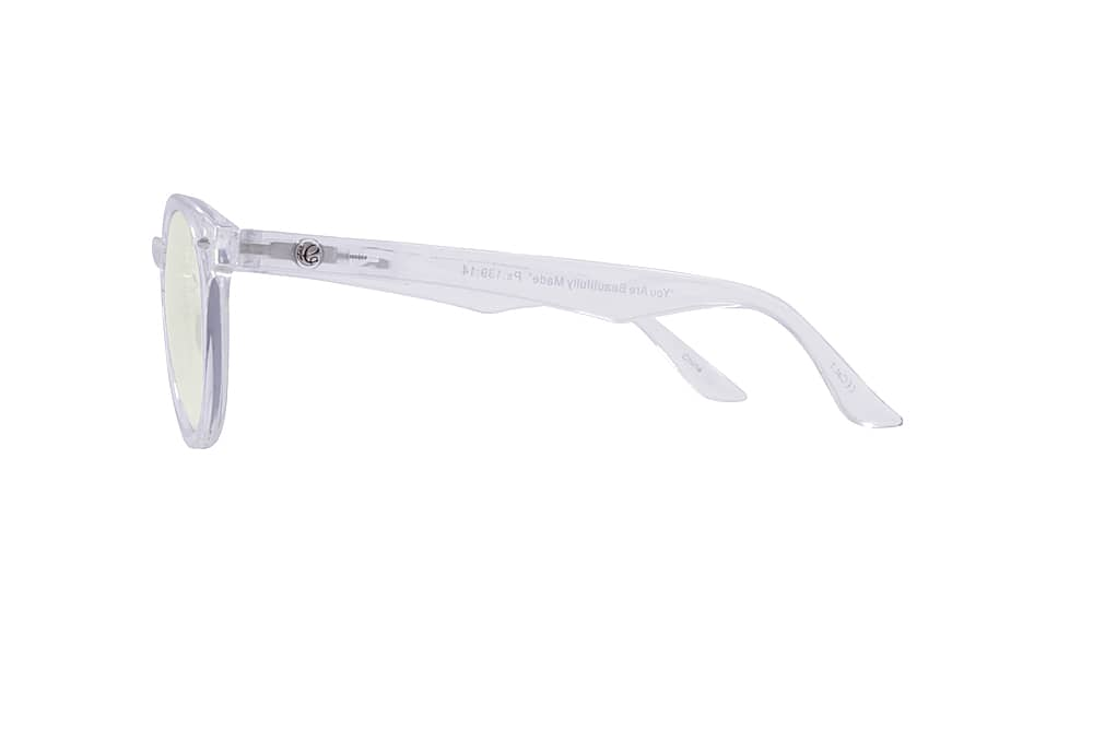 Left View: Crusheyes - MCKEVIN; 45% Blue Light Filtration, Anti-Fog Coating, Anti-Reflective Mirror, Comfort-LITE Frame, Lifetime Warranty - Gloss Crystal Clear