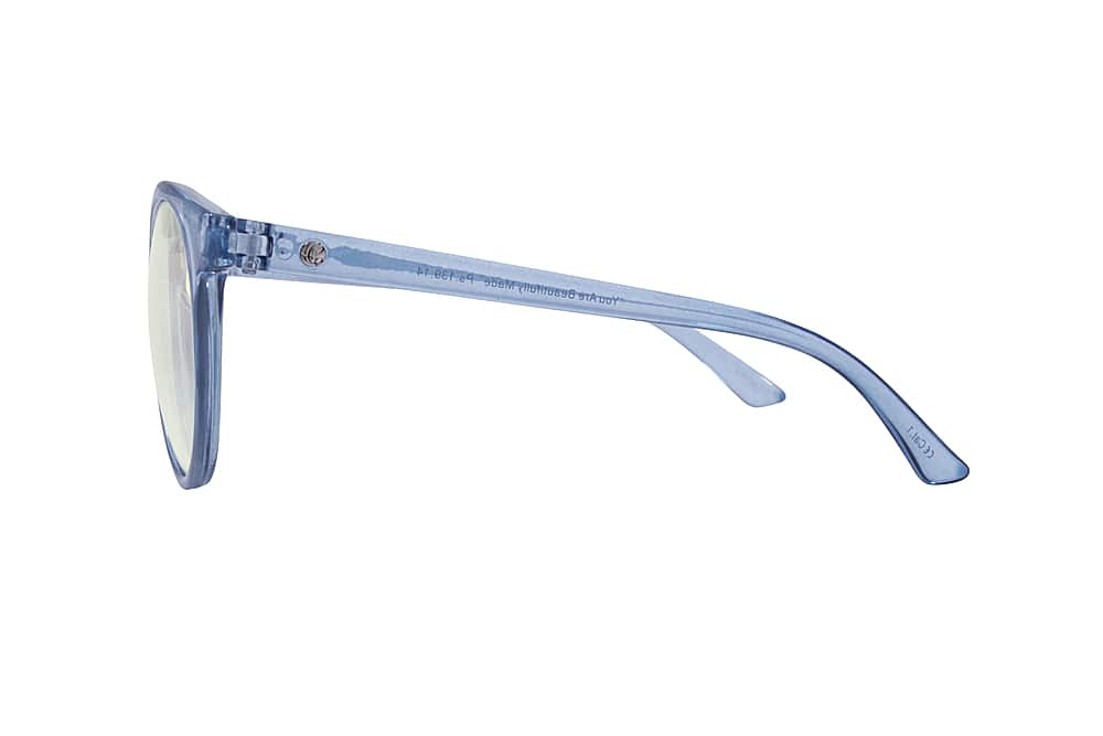 Left View: Crusheyes - LOTUS; 45% Blue Light Filtration, Anti-Fog Coating, Anti-Reflective Mirror, Comfort-LITE Frame, Lifetime Warranty - Gloss Crystal Blue