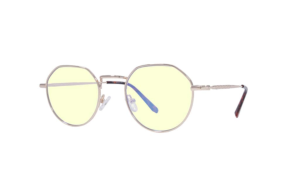 Angle View: Crusheyes - MONA LISA; 45% Blue Light Filtration, Anti-Fog Coating, Anti-Reflective Mirror, Comfort-LITE Frame, Lifetime Warranty - Gloss Gold + Light Brown Demi Temple Tips