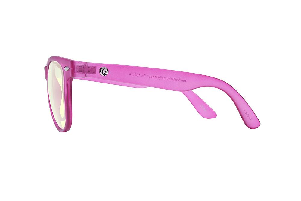 Left View: Crusheyes - REVERB; 45% Blue Light Filtration, Anti-Fog Coating, Anti-Reflective Mirror, Comfort-LITE Frame, Lifetime Warranty - Matte Crystal Fushia