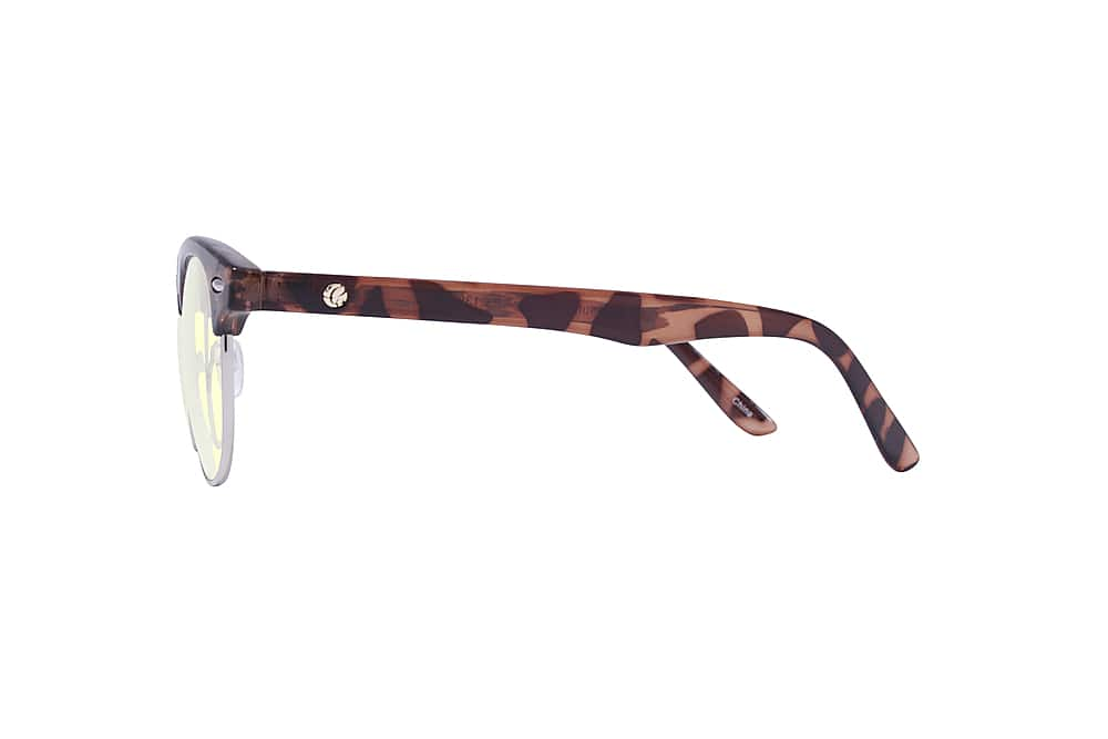 Left View: Crusheyes - WAYFARTHER; 45% Blue Light Filtration, Anti-Fog Coating, Anti-Reflective Mirror, Comfort-LITE Frame, Lifetime Warranty - Gloss Light Brown Demi