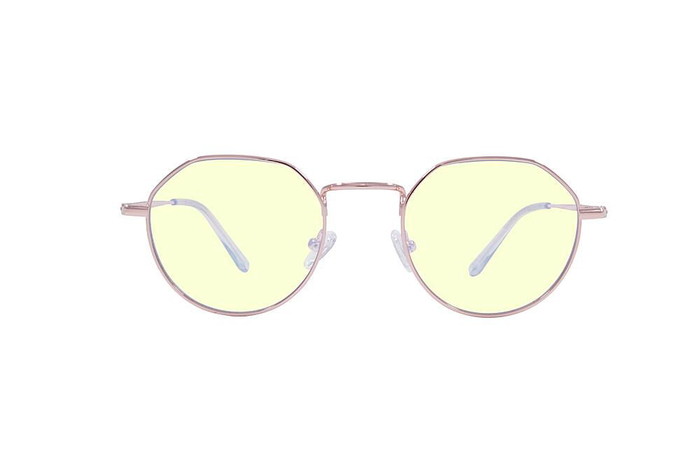 Front. Crusheyes - MONA LISA; 45% Blue Light Filtration, Anti-Fog Coating, Anti-Reflective Mirror, Comfort-LITE Frame, Lifetime Warranty - Gloss Rose Gold + Clear Temple Tips.