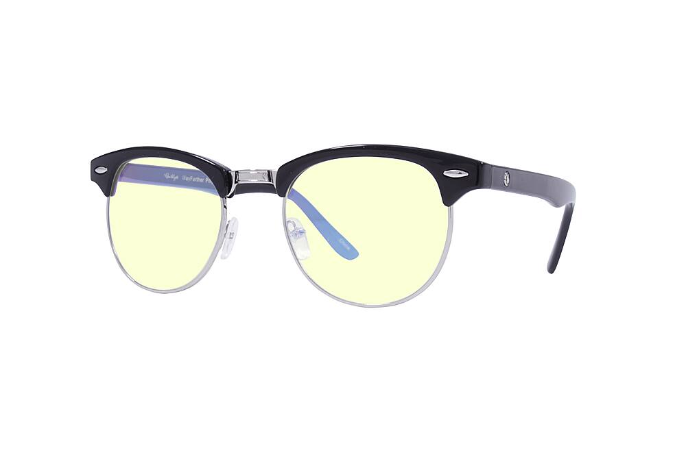 Angle. Crusheyes - WAYFARTHER; 45% Blue Light Filtration, Anti-Fog Coating, Anti-Reflective Mirror, Comfort-LITE Frame, Lifetime Warranty - Gloss Black.