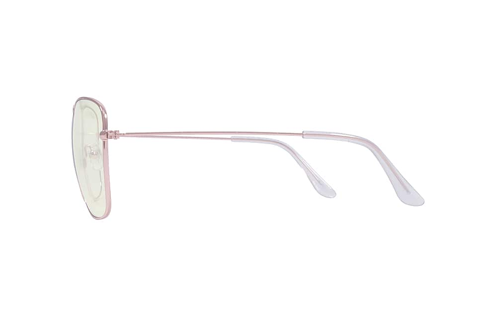 Left View: Crusheyes - NO CURFEW; 45% Blue Light Filtration, Anti-Fog Coating, Anti-Reflective Mirror, Comfort-LITE Frame, Lifetime Warranty - Gloss Rose Gold + Clear Temple Tips