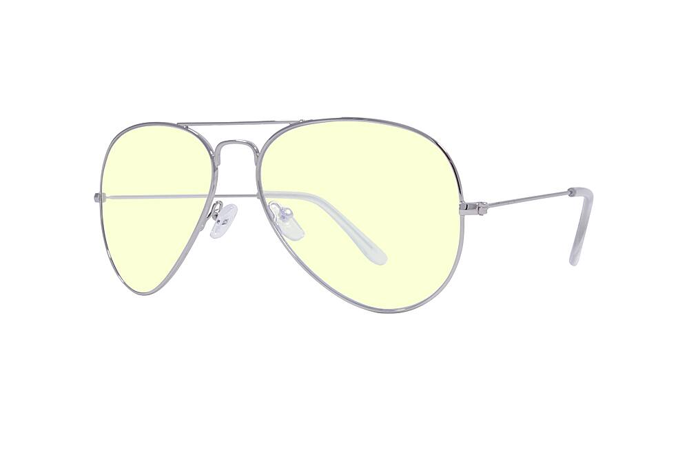 Angle View: Crusheyes - TAKE OFF; 45% Blue Light Filtration, Anti-Fog Coating, Anti-Reflective Mirror, Comfort-LITE Frame, Lifetime Warranty - Gloss Silver + Smoke Temple Tips