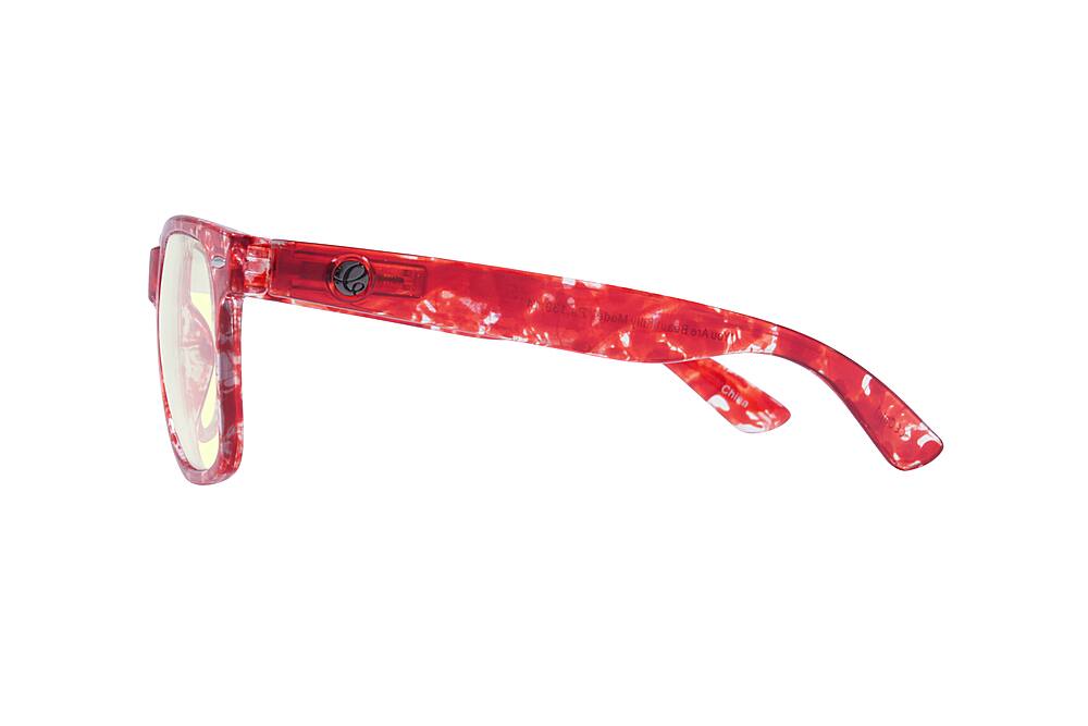 Left View: Crusheyes - NOSTALGIC; 45% Blue Light Filtration, Anti-Fog Coating, Anti-Reflective Mirror, Comfort-LITE Frame, Lifetime Warranty - Gloss Red Demi