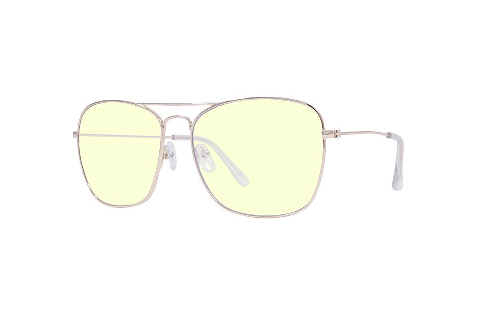 Angle View: Crusheyes - NO CURFEW; 45% Blue Light Filtration, Anti-Fog Coating, Anti-Reflective Mirror, Comfort-LITE Frame, Lifetime Warranty - Gloss Gold + Clear Temple Tips