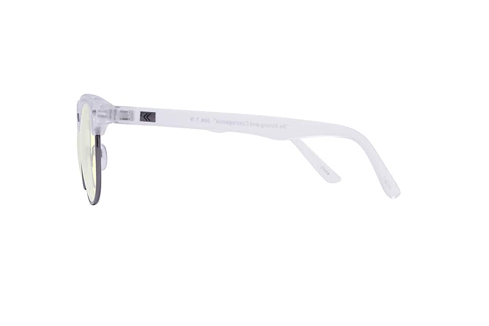 Left View: Kreedom - WAYFARTHER; 45% Blue Light Filtration, Anti-Fog Coating, Anti-Reflective Mirror, Comfort-LITE Frame, Lifetime Warranty - Matte Crystal Clear