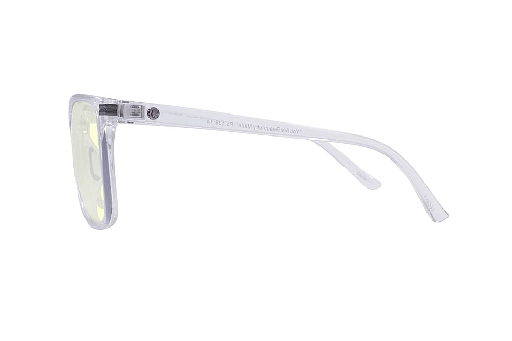 Left View: Crusheyes - ZION; 45% Blue Light Filtration, Anti-Fog Coating, Anti-Reflective Mirror, Comfort-LITE Frame, Lifetime Warranty - Gloss Crystal Clear