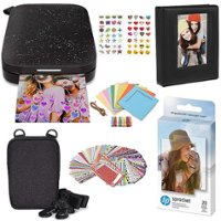 HP - Sprocket Portable Photo Printer Gift Bundle with 2"x3" Zink Photo Paper,  Deluxe Case, Album & More! - Black - Front_Zoom