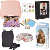 HP - Sprocket Portable Photo Printer Gift Bundle with 2"x3" Zink Photo Paper, Deluxe Case, Album & More - Pink - Front_Zoom