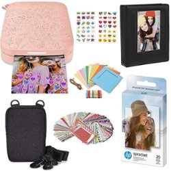 HP - Sprocket Portable Photo Printer Gift Bundle with 2"x3" Zink Photo Paper,  Deluxe Case, Album & More! - Pink - Front_Zoom