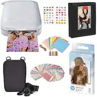 HP - Sprocket Portable Photo Printer Gift Bundle with 2"x3" Zink Photo Paper, Deluxe Case, Album & More - White - Front_Zoom