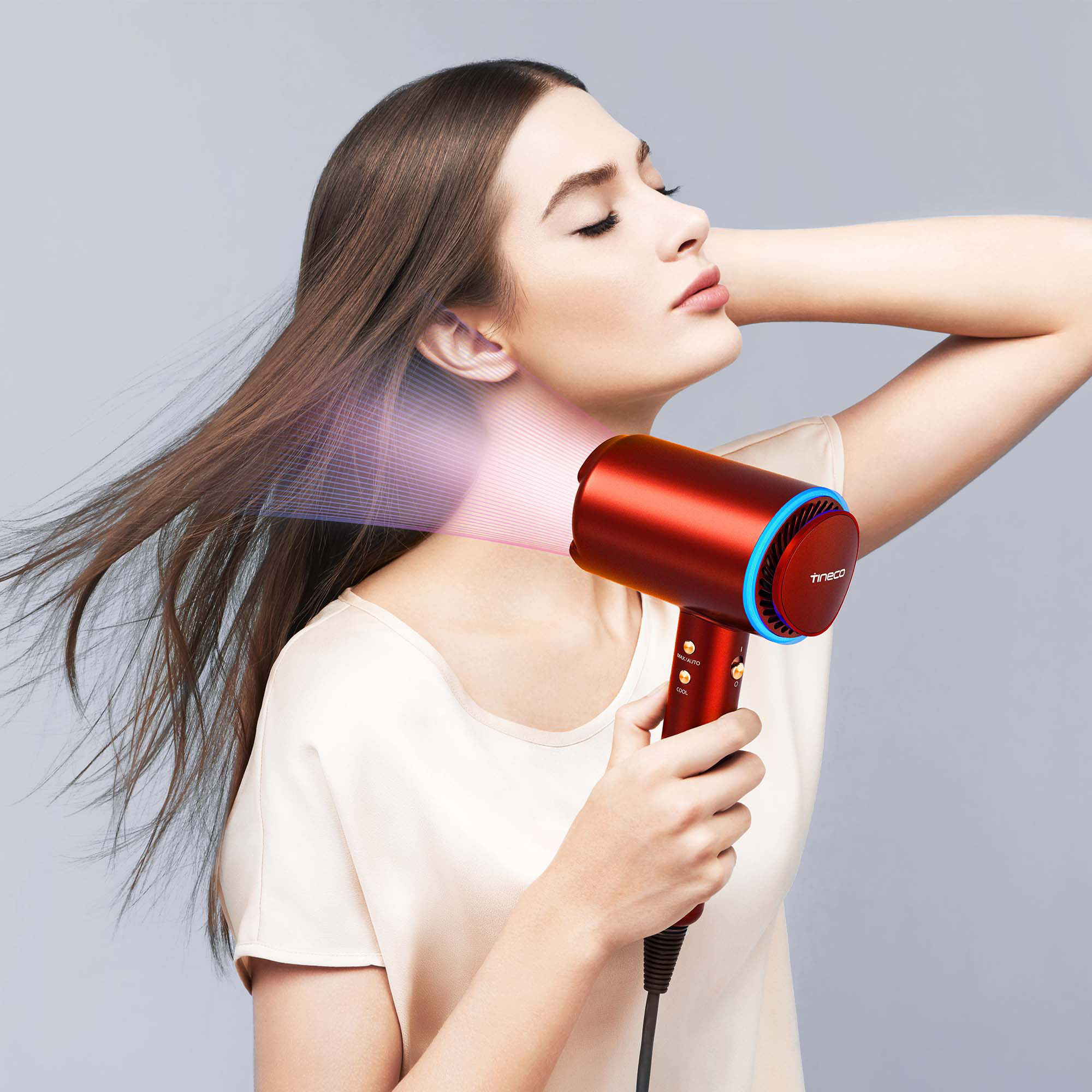 Left View: Tineco - Smart Ionic Hair Dryer - Red