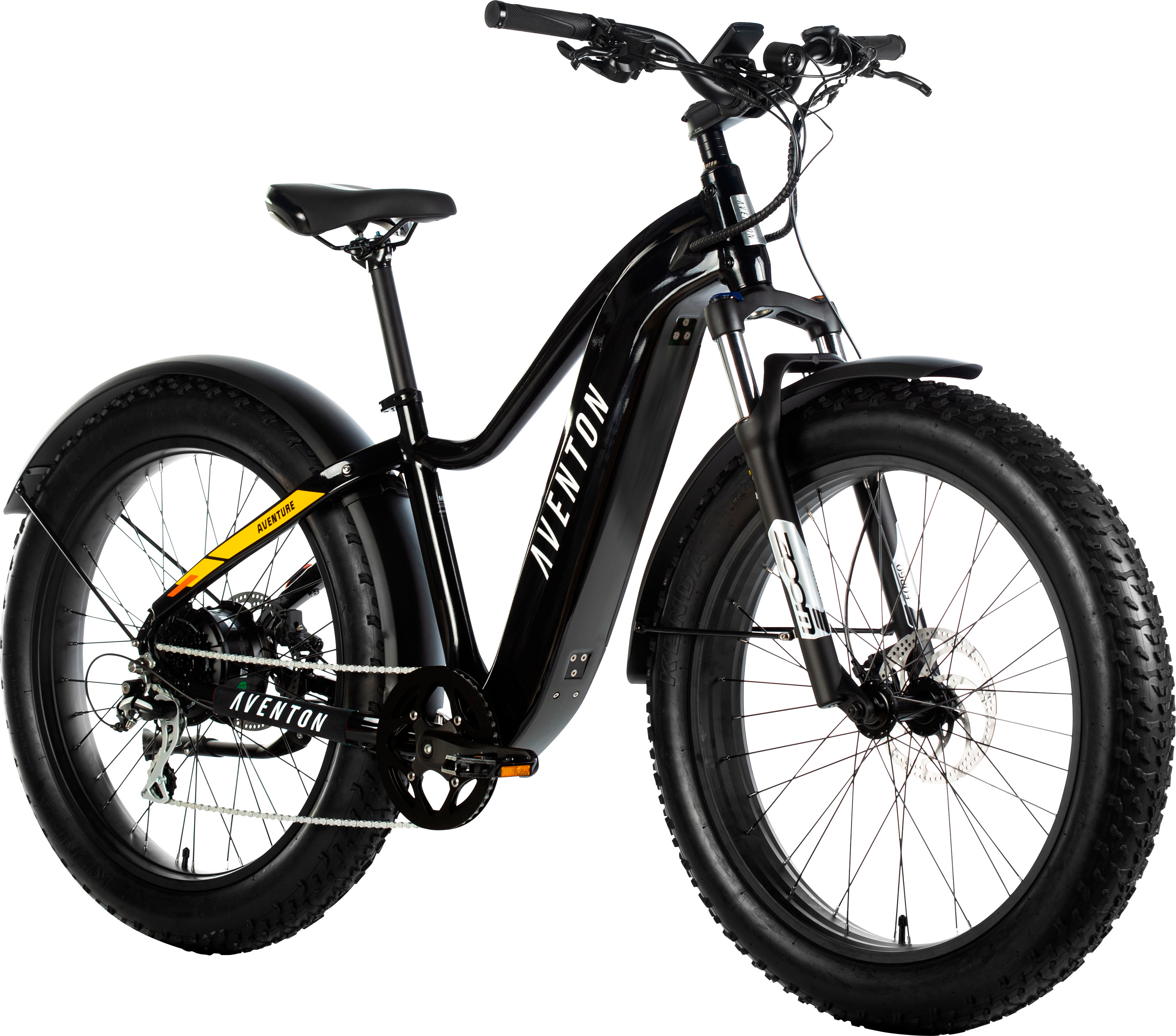 Aventon - Aventure Step-Over Ebike w/ 45 mile Max Operating Range and 28 MPH Max Speed - Fire Black