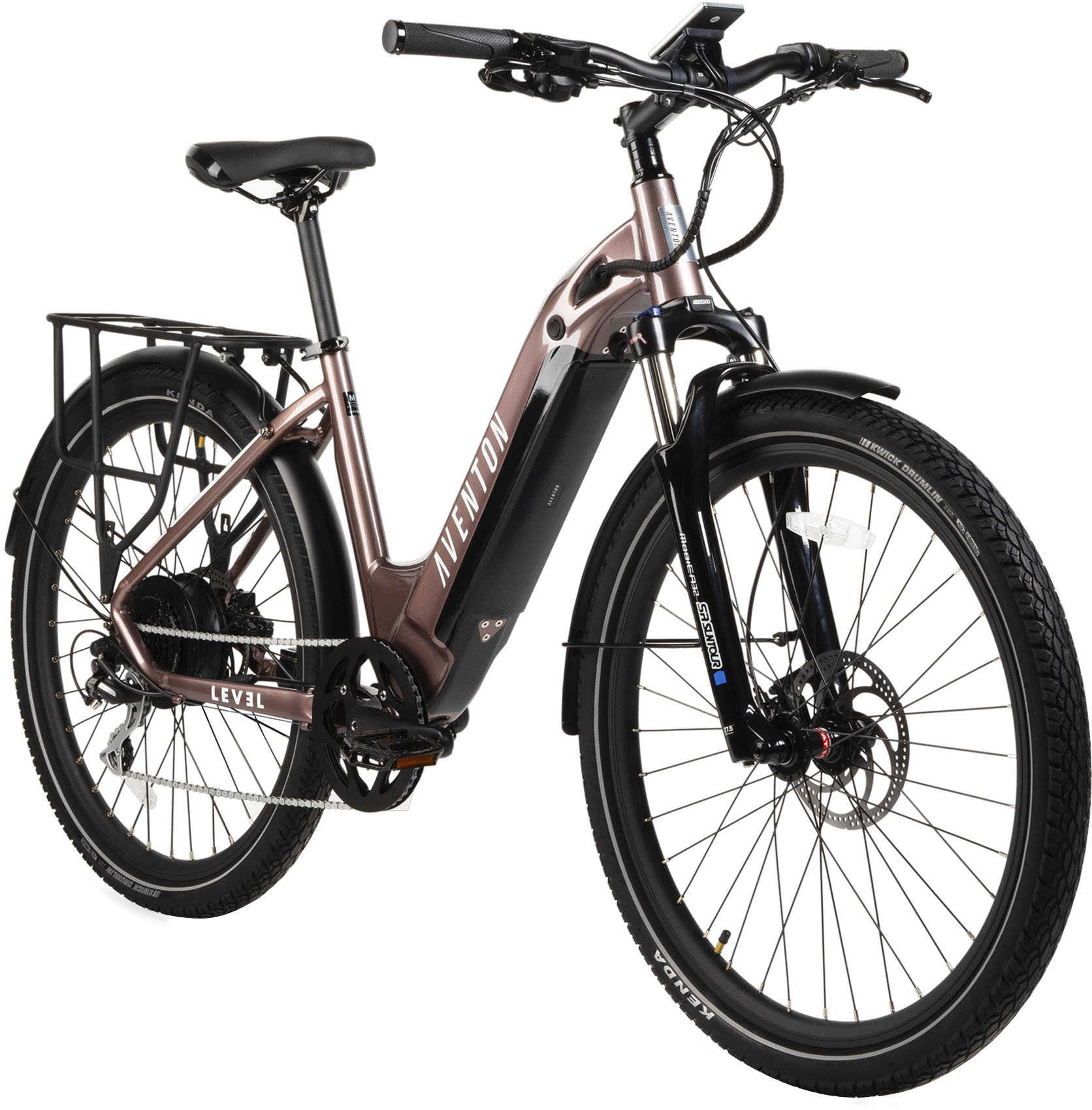 Angle View: Aventon - Level Commuter Step-Through Ebike w/ 40 mile Max Operating Range and 28 MPH Max Speed - Rose Gold