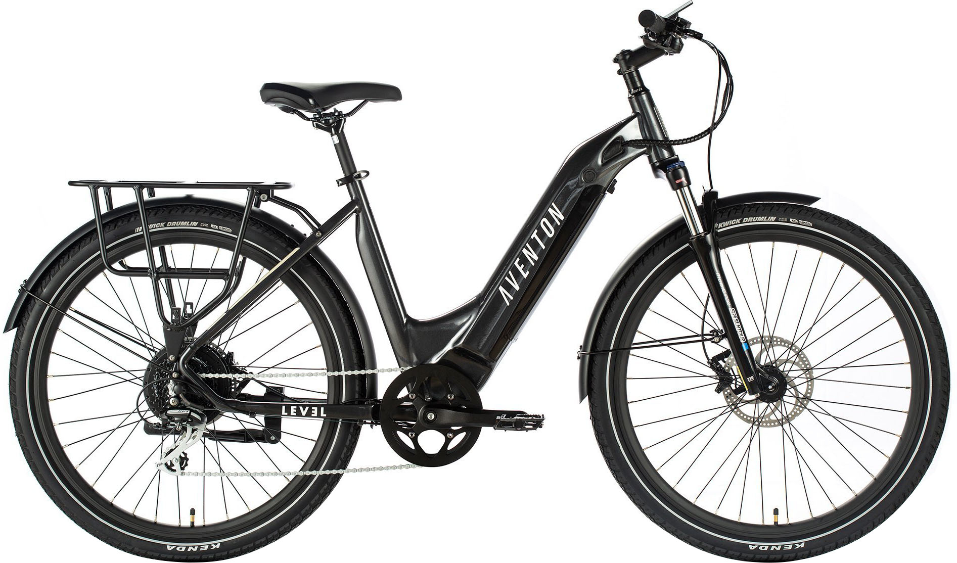 Angle View: Aventon - Level Commuter Step-Through Ebike w/ 40 mile Max Operating Range and 28 MPH Max Speed - Earth Grey
