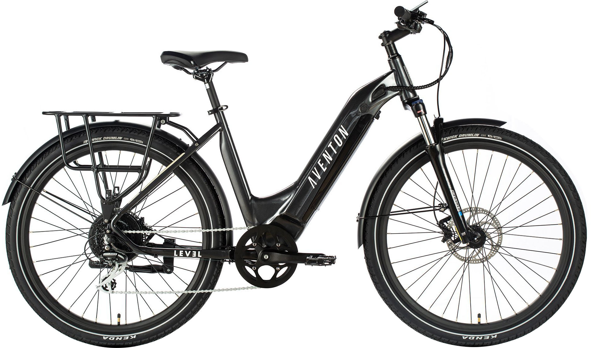 Aventon - Level Commuter Step-Through Ebike w/ 40 mile Max Operating Range and 28 MPH Max Speed - Medium/Large - Earth Grey