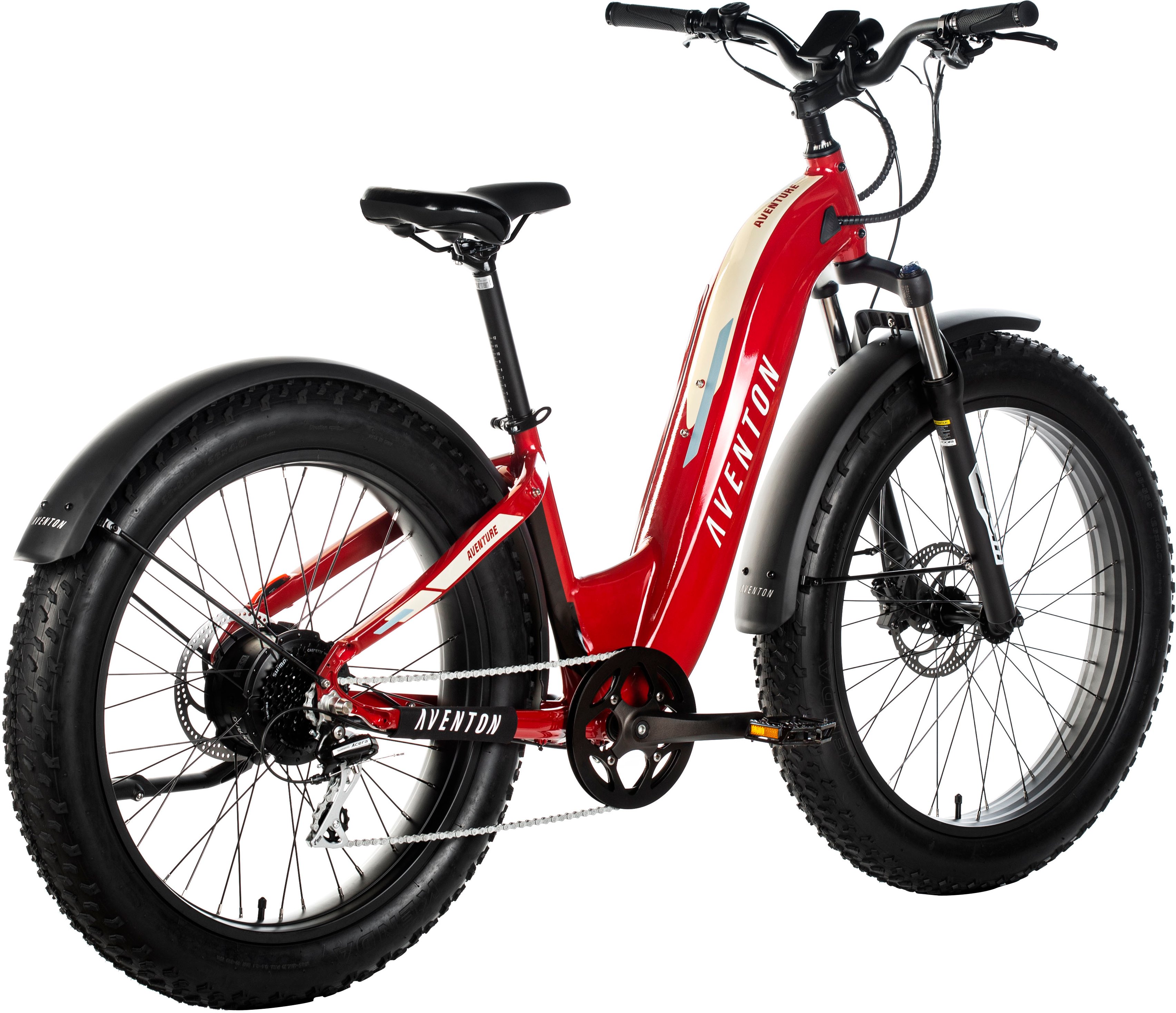 Angle View: Aventon - Aventure Step-Through Ebike w/ 45 mile Max Operating Range and 28 MPH Max Speed - Small/Medium - Electric Red