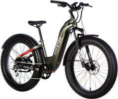 Aventon - Aventure Step-Through Ebike w/ 45 mile Max Operating Range and 28 MPH Max Speed - Camouflage Green - Front_Zoom